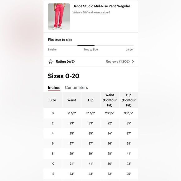Lululemon Dance Studio Mid-Rise Pant Full Length Lined size‎ 6 glaze pink NWT - Picture 7 of 7